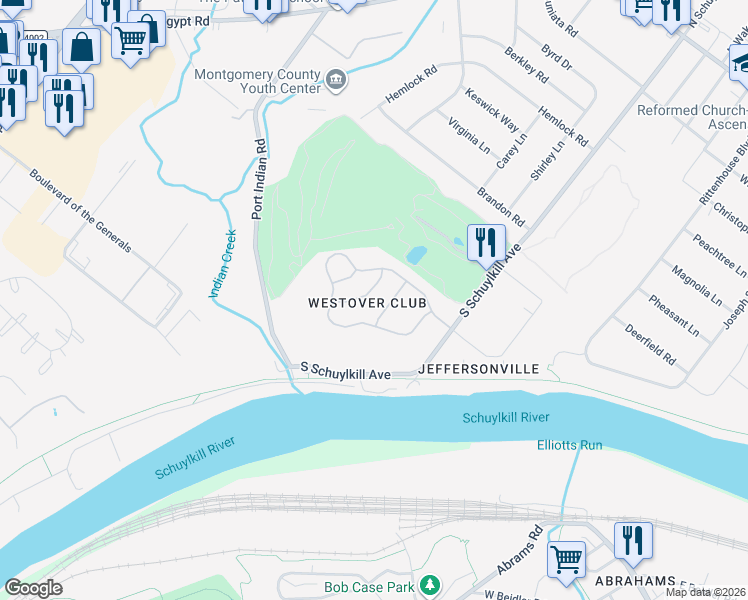map of restaurants, bars, coffee shops, grocery stores, and more near 536 Canterbury Road in Eagleville