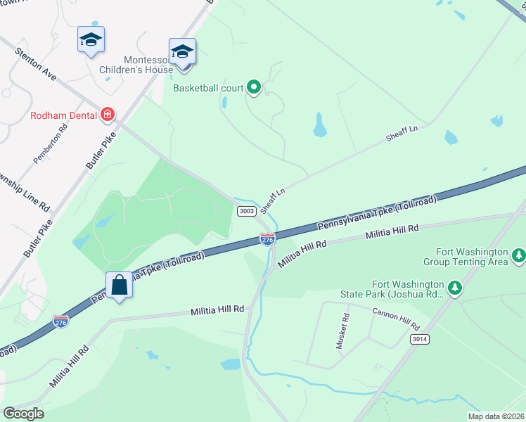 map of restaurants, bars, coffee shops, grocery stores, and more near 3700 Sheaff Lane in Fort Washington