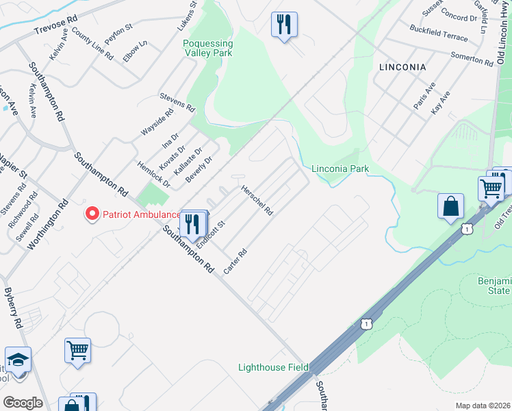 map of restaurants, bars, coffee shops, grocery stores, and more near in Philadelphia