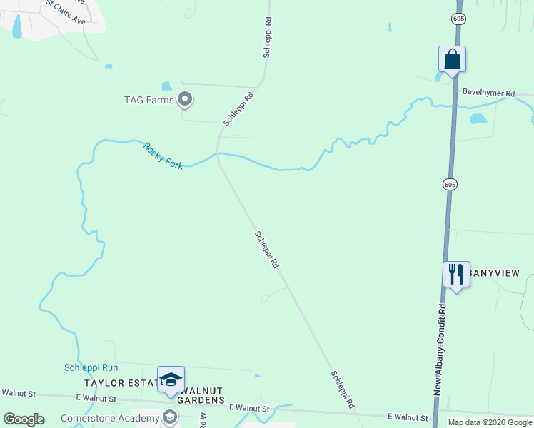 map of restaurants, bars, coffee shops, grocery stores, and more near 8130 Schleppi Road in Westerville