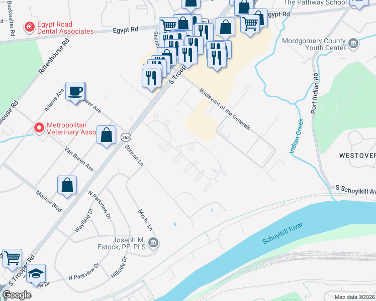 map of restaurants, bars, coffee shops, grocery stores, and more near 314 Norris Hall Lane in Eagleville
