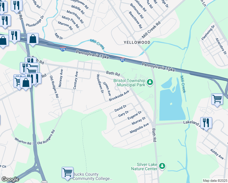 map of restaurants, bars, coffee shops, grocery stores, and more near 2507 Winton Drive in Bristol