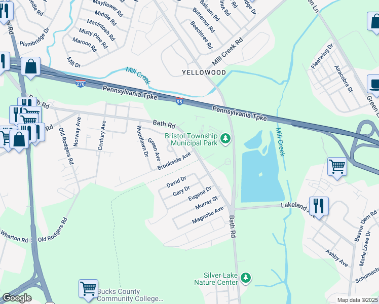 map of restaurants, bars, coffee shops, grocery stores, and more near 2504 Laurel Drive in Bristol