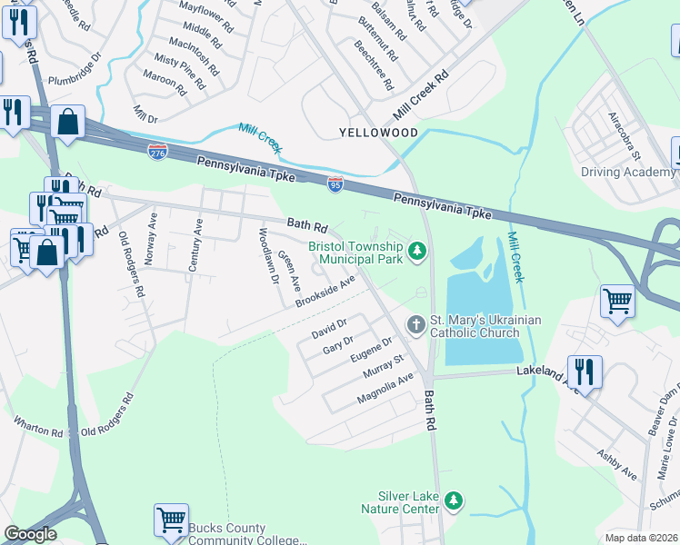 map of restaurants, bars, coffee shops, grocery stores, and more near 4706 Brookside Avenue in Bristol
