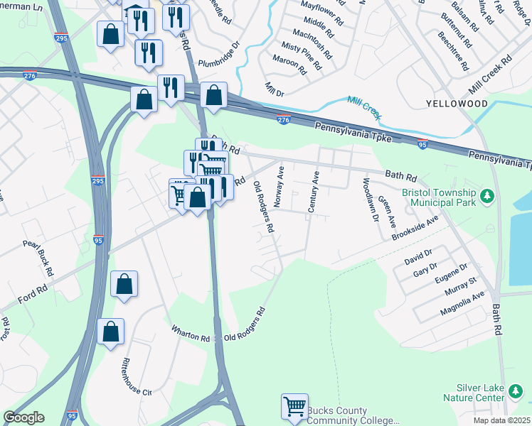 map of restaurants, bars, coffee shops, grocery stores, and more near 2905 Old Rodgers Road in Bristol