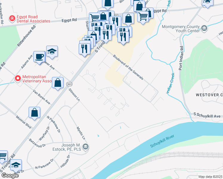 map of restaurants, bars, coffee shops, grocery stores, and more near 314 Norris Hall Lane in Eagleville