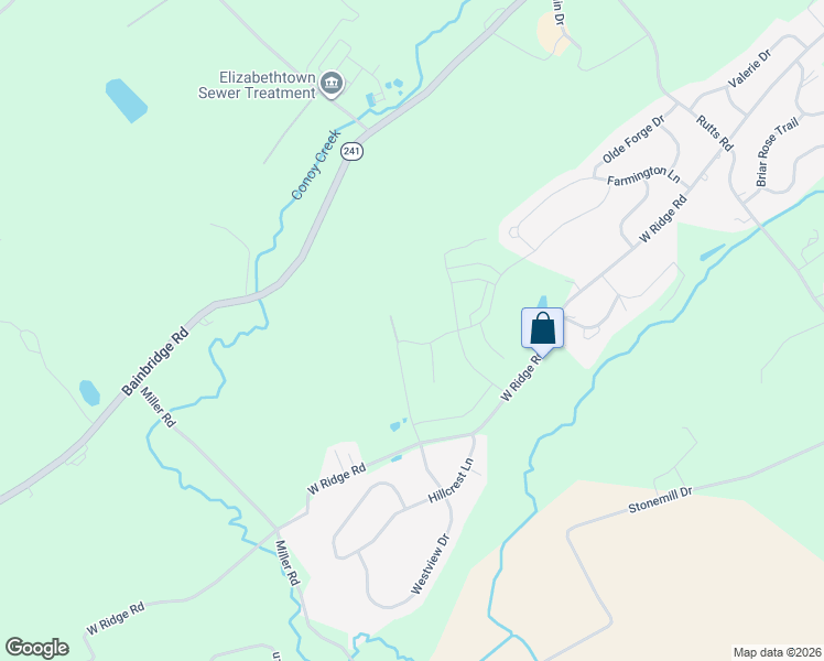 map of restaurants, bars, coffee shops, grocery stores, and more near 1710 Bainbridge Road in Elizabethtown