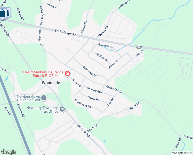 map of restaurants, bars, coffee shops, grocery stores, and more near 160 Northcrest Drive in York Haven