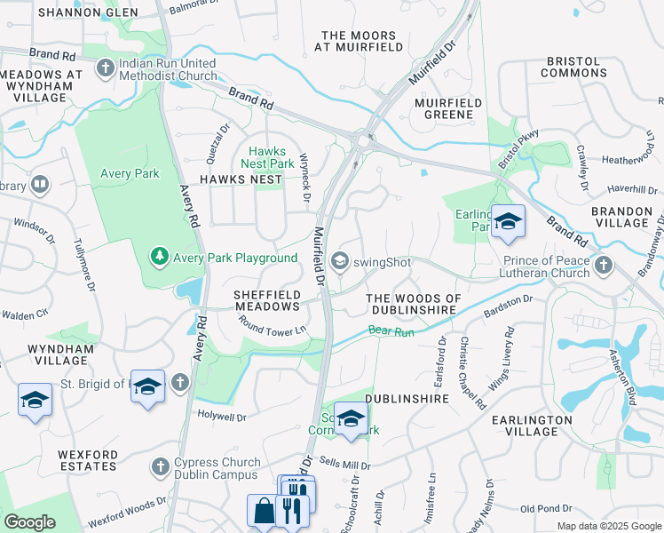 map of restaurants, bars, coffee shops, grocery stores, and more near 7701 Ardaugh Court in Dublin