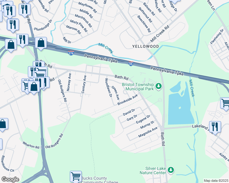 map of restaurants, bars, coffee shops, grocery stores, and more near 2515 Green Avenue in Bristol