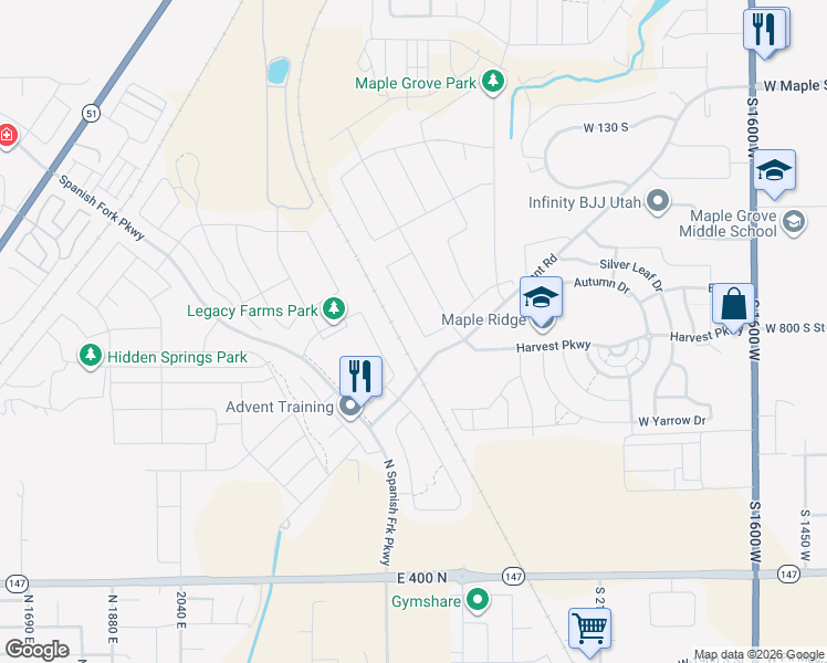 map of restaurants, bars, coffee shops, grocery stores, and more near 2407 West Sheridan Street in Mapleton