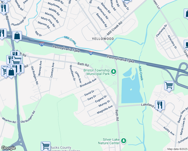 map of restaurants, bars, coffee shops, grocery stores, and more near 2524 Laurel Drive in Bristol