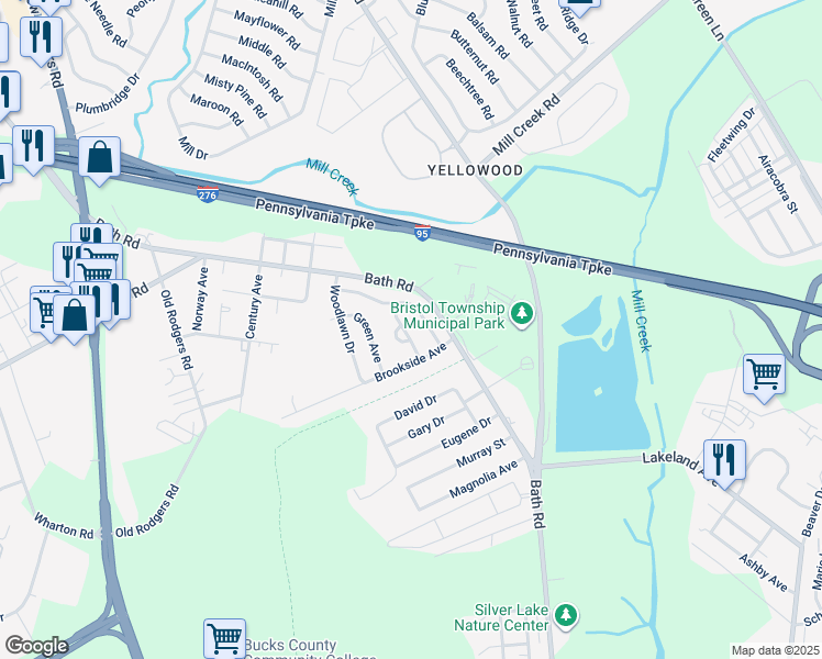 map of restaurants, bars, coffee shops, grocery stores, and more near 2508 Winton Drive in Bristol