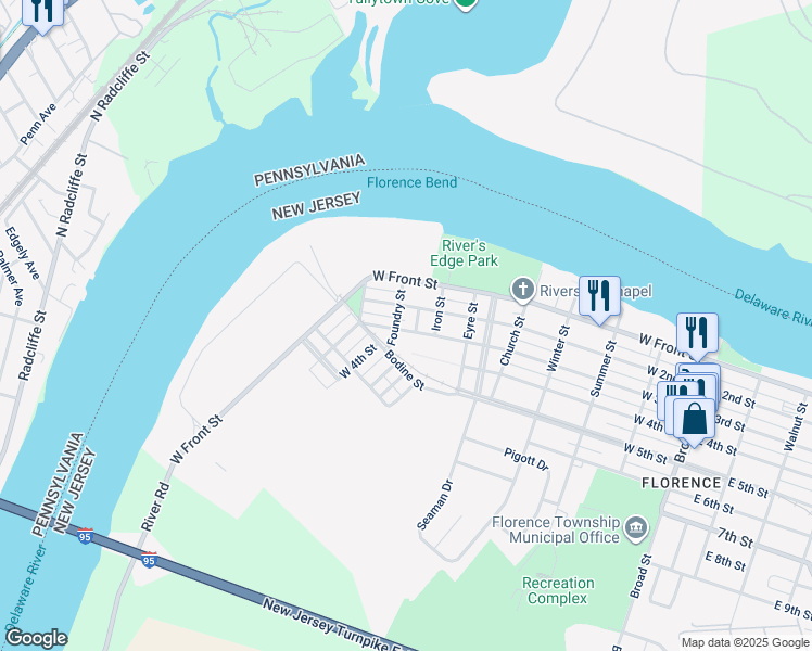 map of restaurants, bars, coffee shops, grocery stores, and more near 804 West 2nd Street in Florence