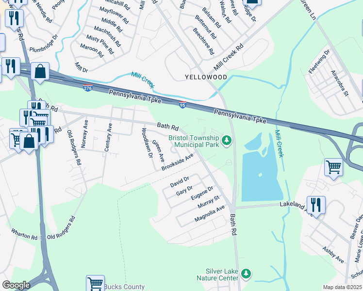 map of restaurants, bars, coffee shops, grocery stores, and more near 2509 Laurel Drive in Bristol