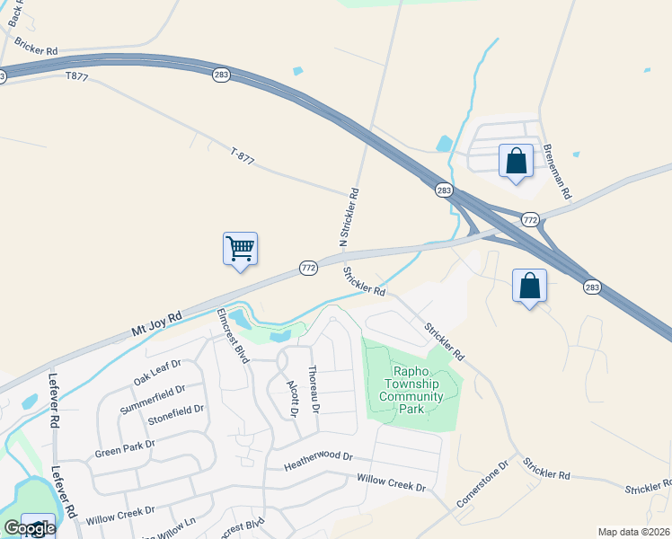 map of restaurants, bars, coffee shops, grocery stores, and more near 984 Mount Joy Road in Manheim