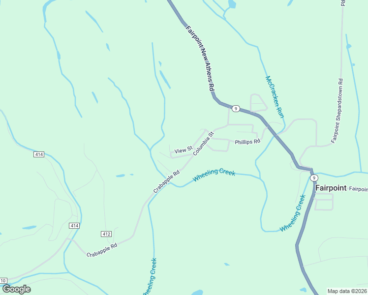 map of restaurants, bars, coffee shops, grocery stores, and more near 46799 View Street in Saint Clairsville