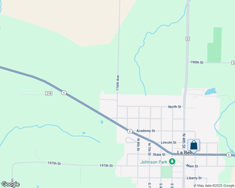 map of restaurants, bars, coffee shops, grocery stores, and more near 116th Avenue in La Belle