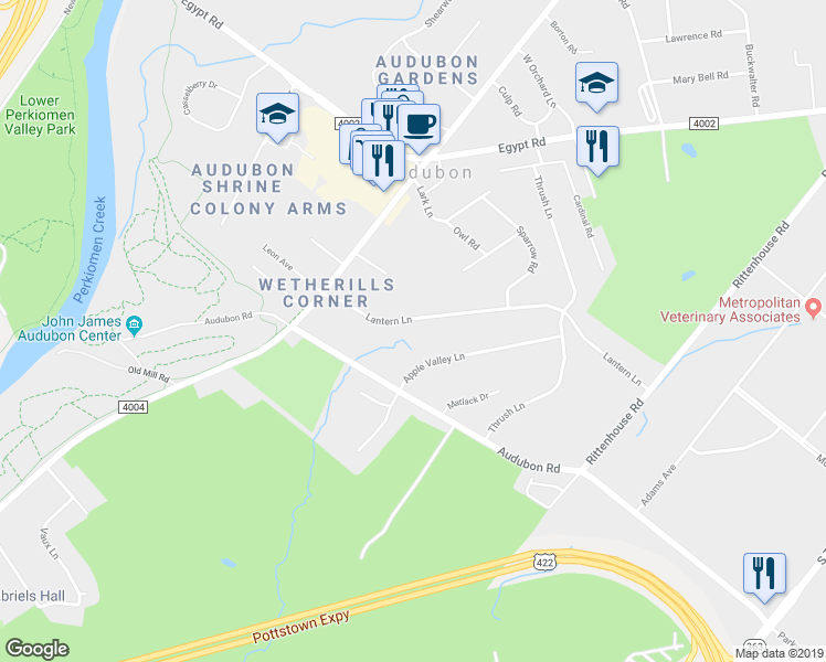 map of restaurants, bars, coffee shops, grocery stores, and more near 2758 Lantern Lane in Eagleville