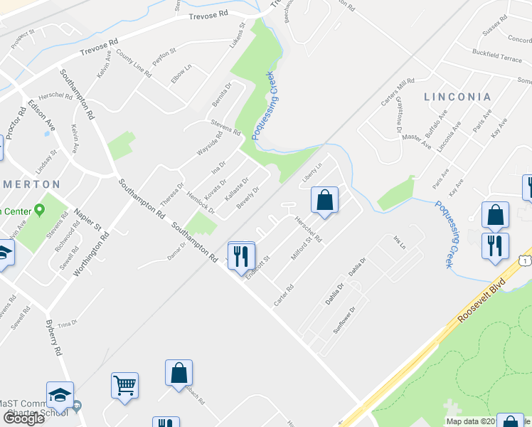 map of restaurants, bars, coffee shops, grocery stores, and more near 1332 Wales Place in Philadelphia