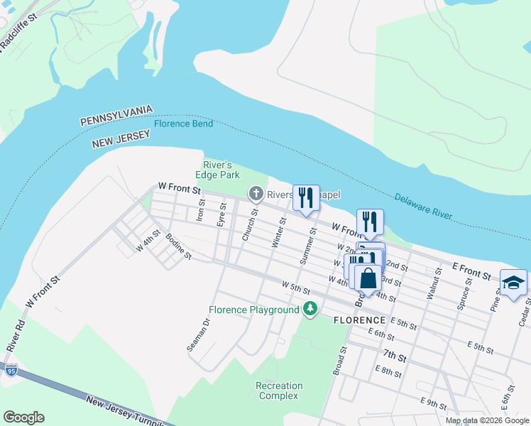 map of restaurants, bars, coffee shops, grocery stores, and more near 420 West Front Street in Florence