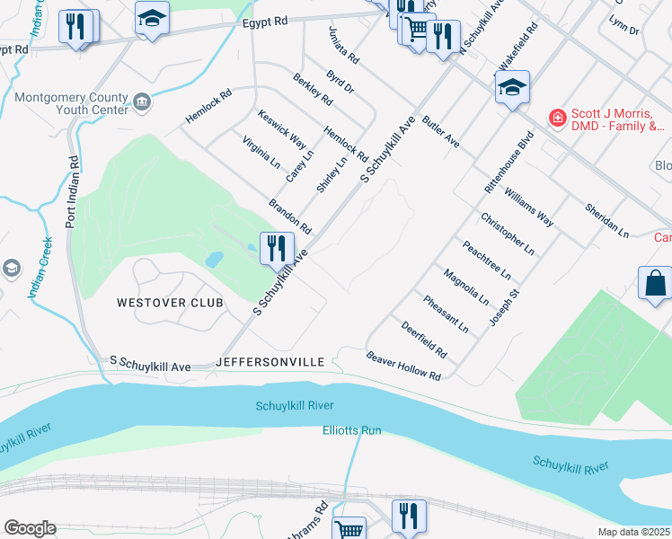map of restaurants, bars, coffee shops, grocery stores, and more near 142 Brandon Rd in Eagleville