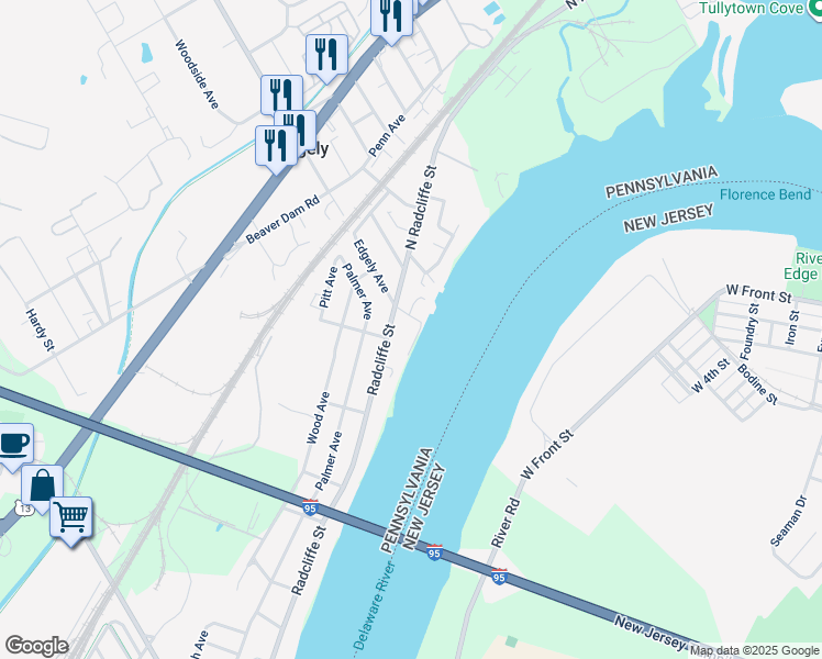 map of restaurants, bars, coffee shops, grocery stores, and more near 7018 Radcliffe Street in Bristol
