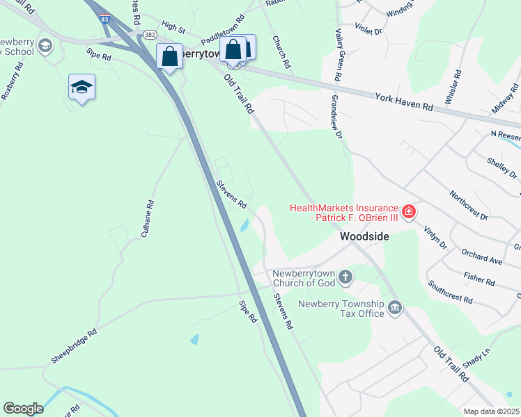 map of restaurants, bars, coffee shops, grocery stores, and more near 300 Stevens Road in York Haven