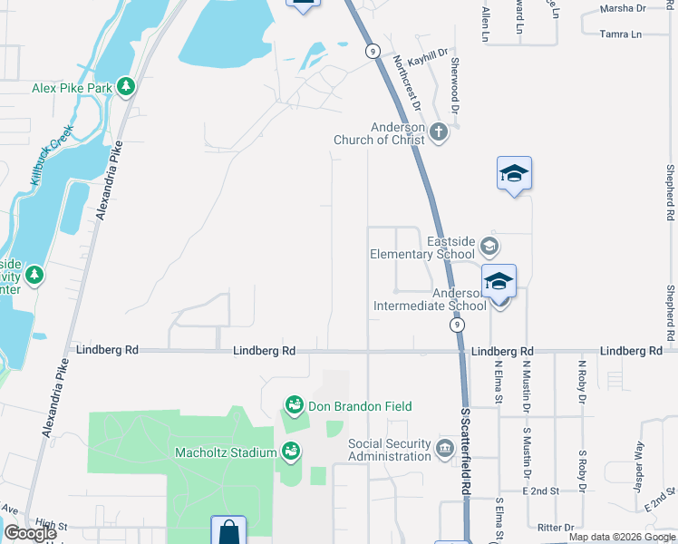 map of restaurants, bars, coffee shops, grocery stores, and more near 916 Ranike Drive in Anderson