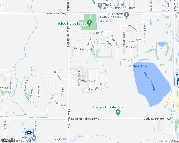 map of restaurants, bars, coffee shops, grocery stores, and more near 5138 Mount Saint Vrain Avenue in Frederick