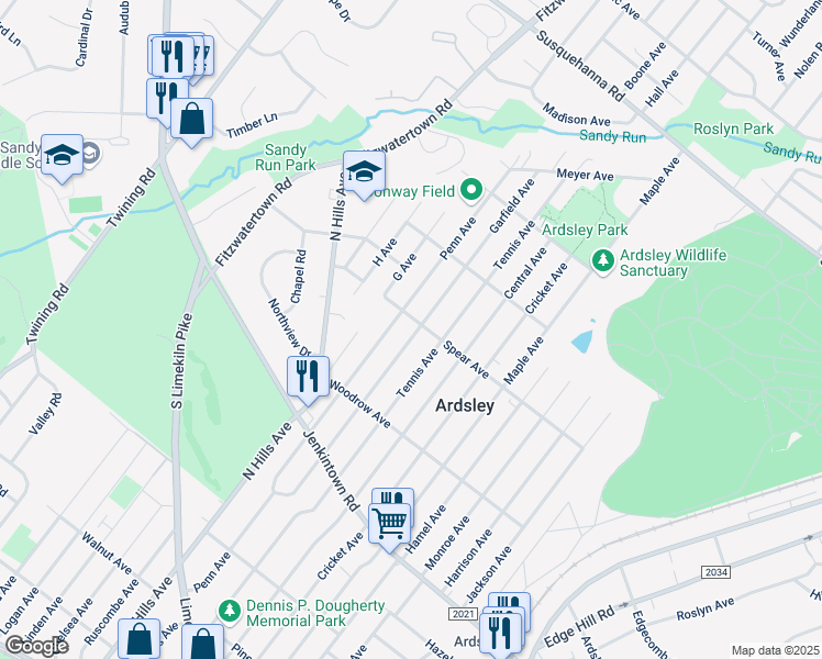 map of restaurants, bars, coffee shops, grocery stores, and more near 776 Garfield Avenue in Glenside