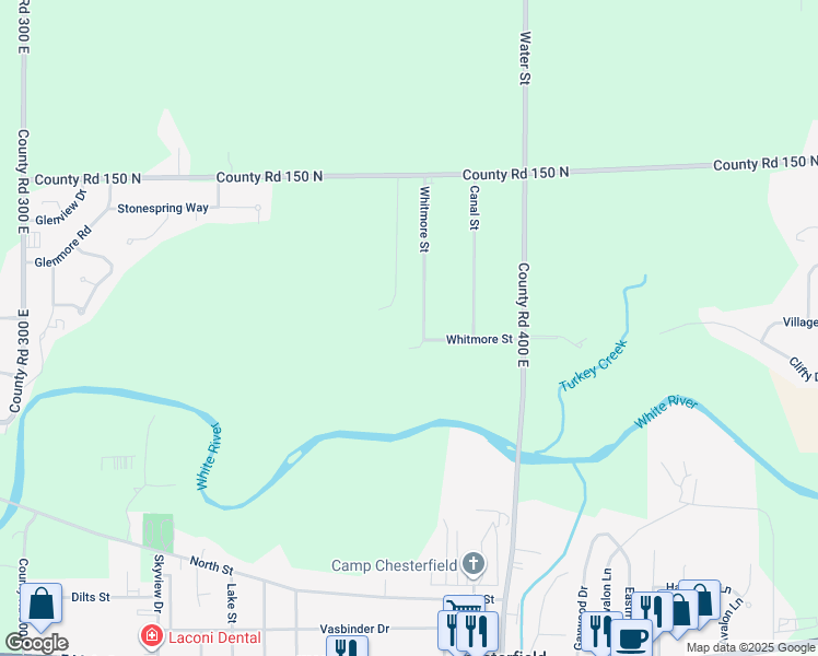 map of restaurants, bars, coffee shops, grocery stores, and more near 705 Whitmore Street in Anderson