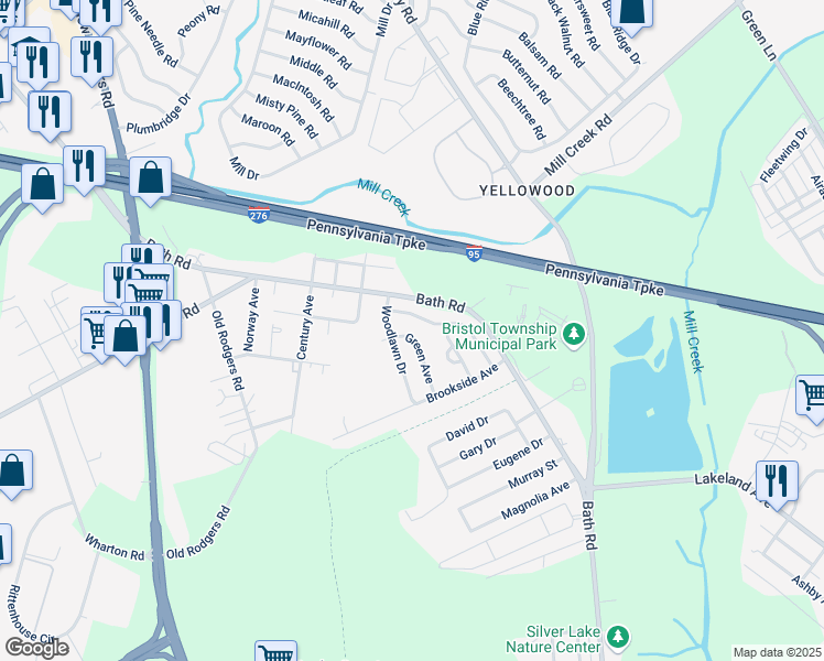 map of restaurants, bars, coffee shops, grocery stores, and more near 2522 Green Avenue in Bristol