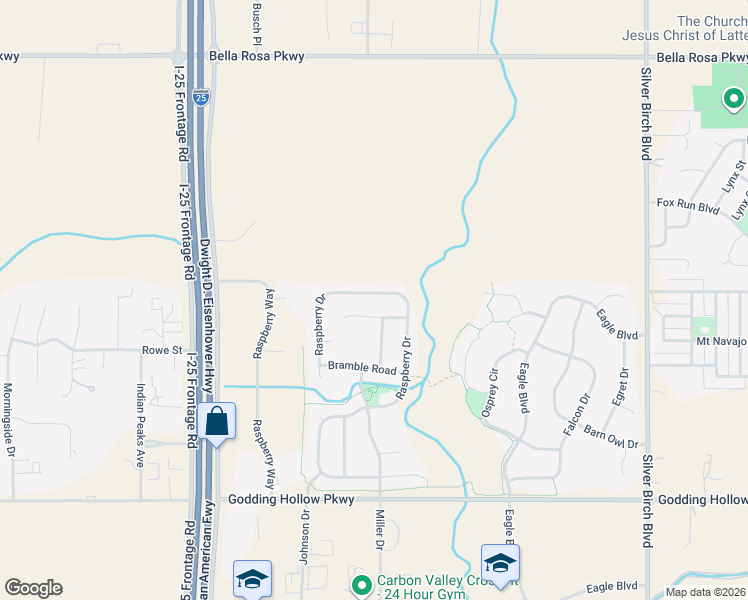 map of restaurants, bars, coffee shops, grocery stores, and more near 8534 Raspberry Drive in Longmont