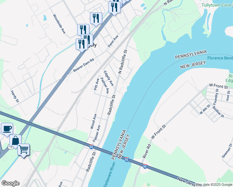 map of restaurants, bars, coffee shops, grocery stores, and more near 7018 Radcliffe Street in Bristol