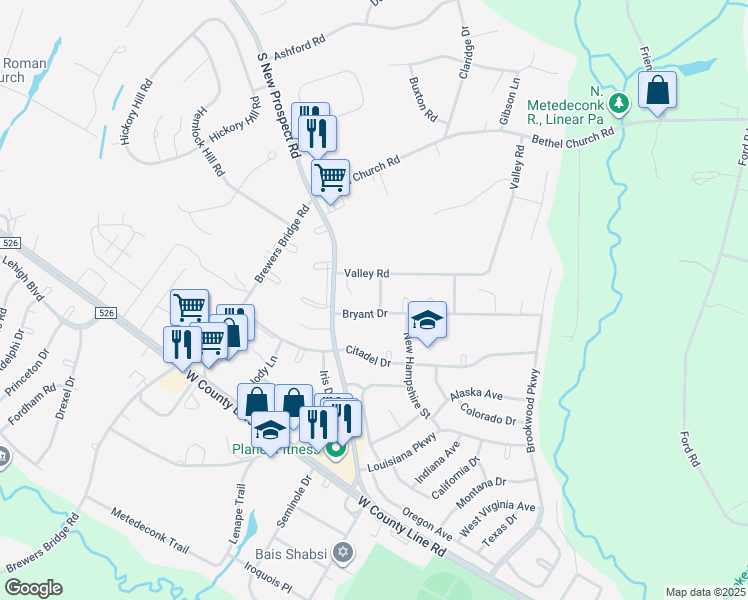 map of restaurants, bars, coffee shops, grocery stores, and more near 9 Christina Court in Jackson Township