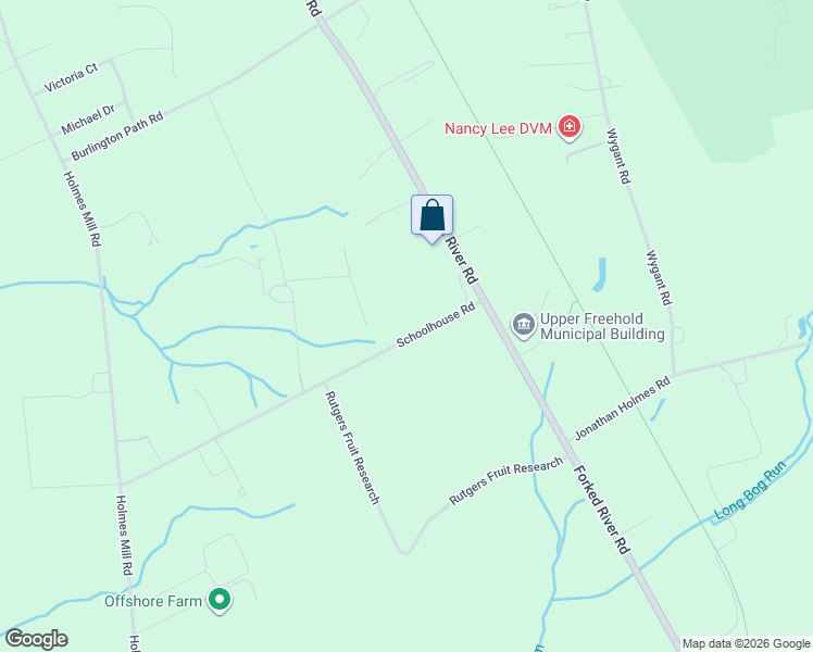 map of restaurants, bars, coffee shops, grocery stores, and more near 8 Schoolhouse Road in Upper Freehold