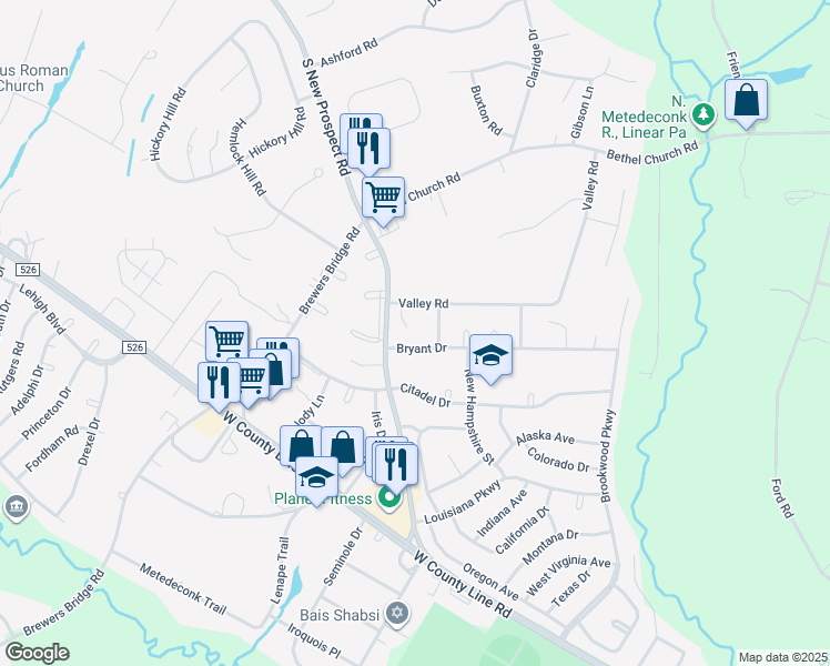 map of restaurants, bars, coffee shops, grocery stores, and more near 9 Christina Court in Jackson Township