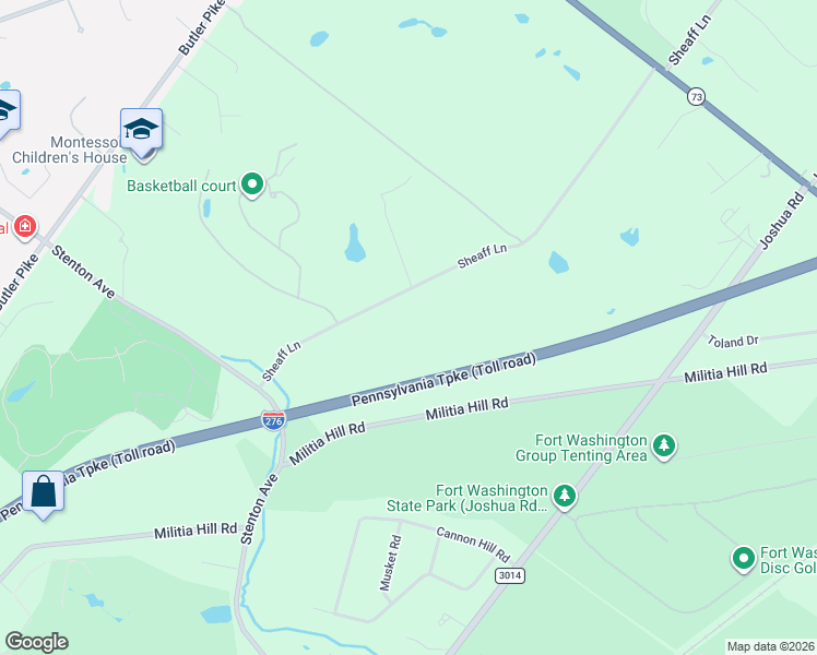 map of restaurants, bars, coffee shops, grocery stores, and more near 6030 Sheaff Lane in Fort Washington