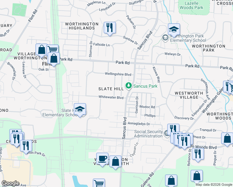 map of restaurants, bars, coffee shops, grocery stores, and more near 755 Tussuck Court in Columbus