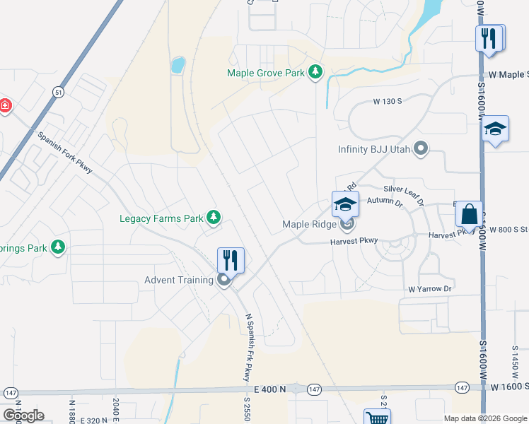 map of restaurants, bars, coffee shops, grocery stores, and more near 2407 West Sheridan Street in Mapleton