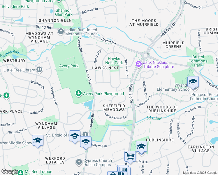 map of restaurants, bars, coffee shops, grocery stores, and more near 7639 Kestrel Way West in Dublin