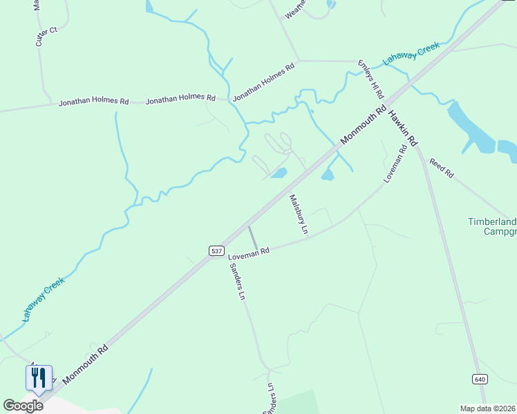 map of restaurants, bars, coffee shops, grocery stores, and more near 730 Monmouth Road in Upper Freehold