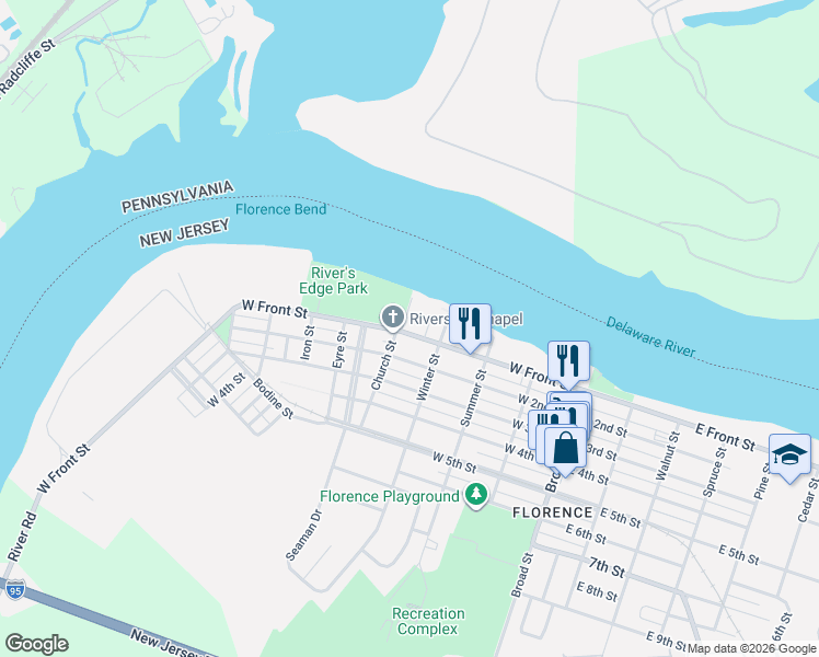map of restaurants, bars, coffee shops, grocery stores, and more near 420 West Front Street in Florence