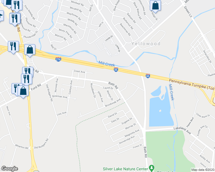 map of restaurants, bars, coffee shops, grocery stores, and more near 2524 Laurel Drive in Bristol