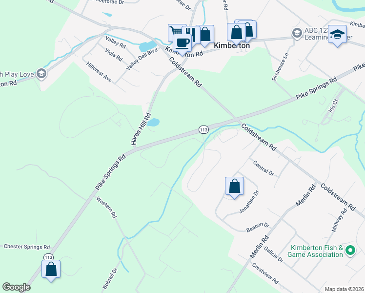map of restaurants, bars, coffee shops, grocery stores, and more near 1202 Calista Lane in Phoenixville