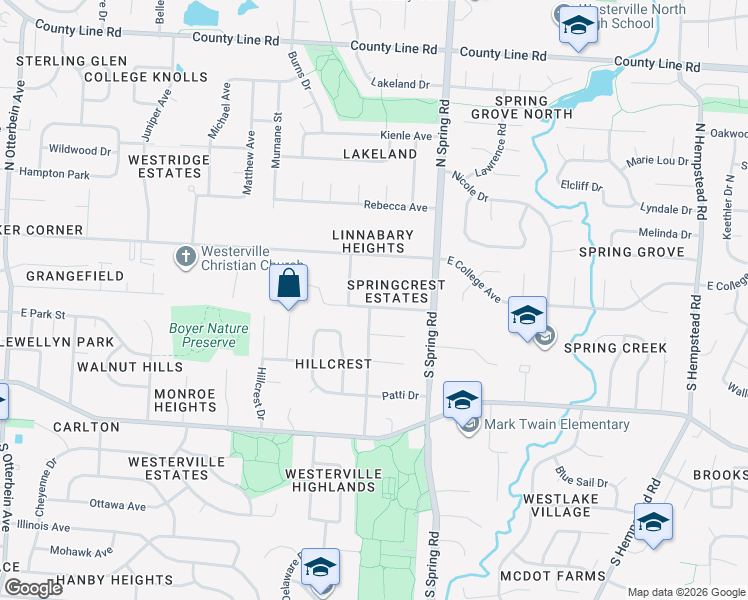 map of restaurants, bars, coffee shops, grocery stores, and more near 717 Collingwood Drive in Westerville