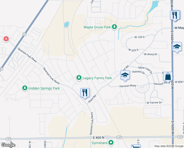 map of restaurants, bars, coffee shops, grocery stores, and more near 596 South Meade Street in Mapleton