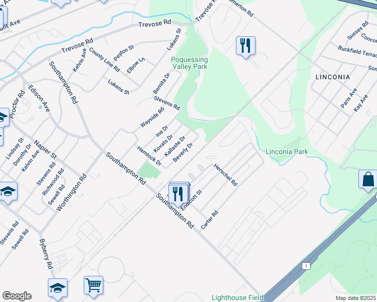 map of restaurants, bars, coffee shops, grocery stores, and more near 1332 Wales Place in Philadelphia