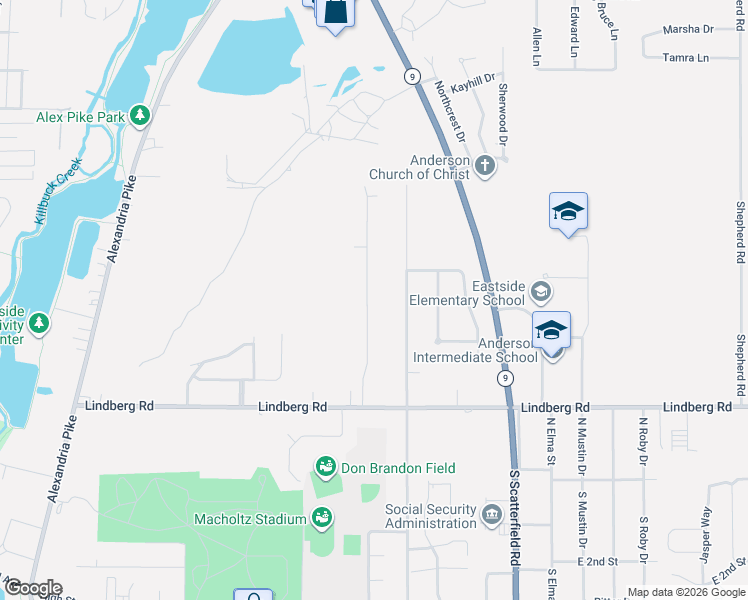 map of restaurants, bars, coffee shops, grocery stores, and more near 916 Ranike Drive in Anderson